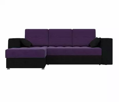 Угловой диван левый Атлантис Микровельвет Фиолетовый/Черный