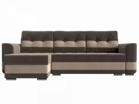 Диван угловой Честер левый Велюр Коричневый Бежевый