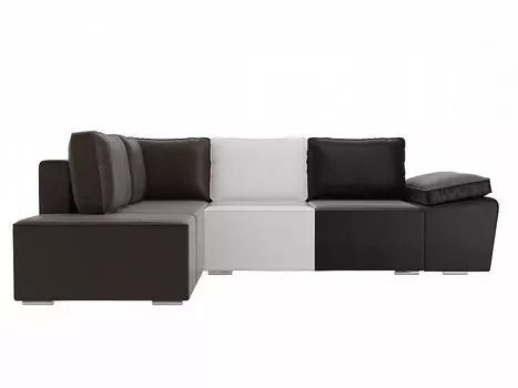 Диван угловой Хьюго левый Экокожа Черный Белый Коричневый