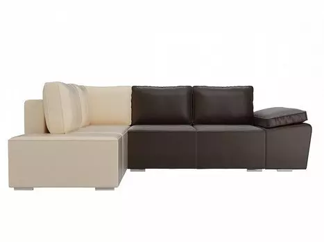 Диван угловой Хьюго левый Экокожа Коричневый Бежевый