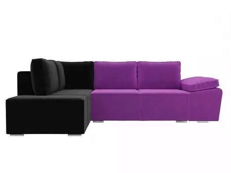 Диван угловой Хьюго левый Микровельвет Фиолетовый Черный