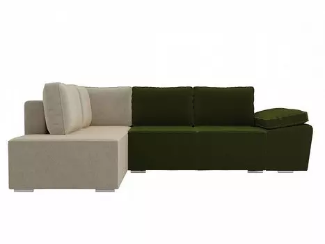 Диван угловой Хьюго левый Микровельвет Зеленый Бежевый