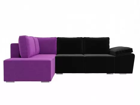 Диван угловой Хьюго левый Микровельвет Черный Фиолетовый