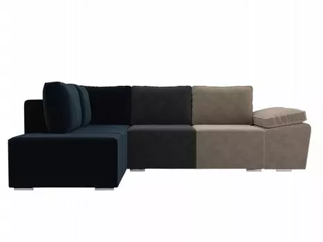 Диван угловой Хьюго левый Велюр Бежевый Серый Синий