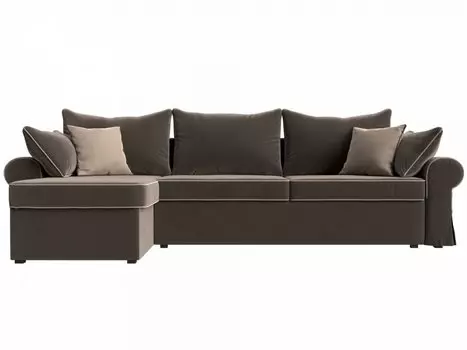 Диван угловой Элис левый Велюр Коричневый