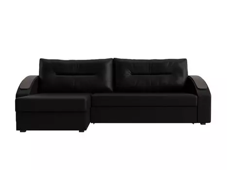 Диван угловой Канзас левый Экокожа Черный