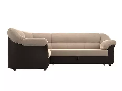 Диван угловой Карнелла левый Велюр Бежевый Экокожа Коричневый