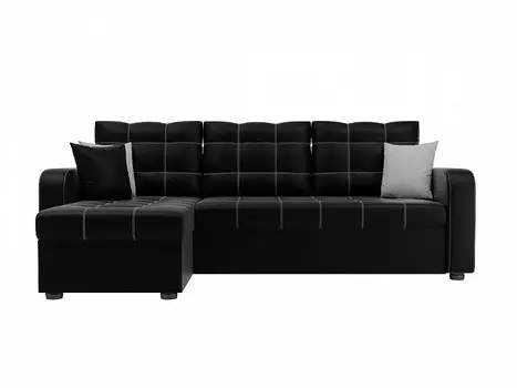 Угловой диван Ливерпуль левый Экокожа Черный