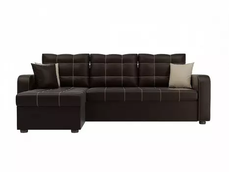 Угловой диван Ливерпуль левый Экокожа Коричневый