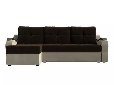 Диван угловой Меркурий левый Микровельвет Коричневый бежевый