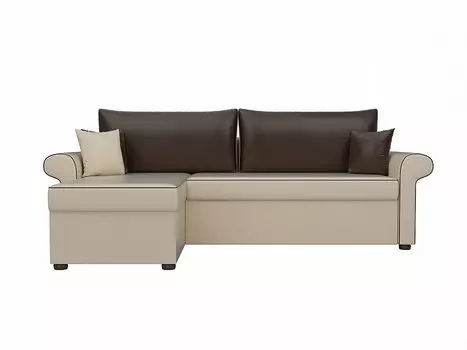 Диван угловой Милфорд левый Экокожа Бежевый Коричневый