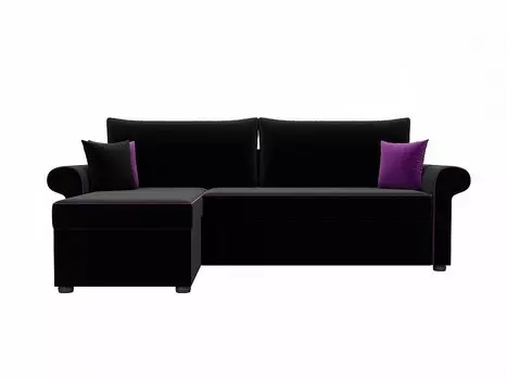 Диван угловой Милфорд левый Микровельвет Черный