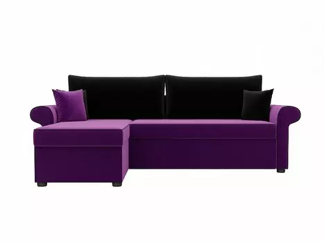 Угловой диван левый Милфорд Микровельвет Фиолетовый/Черный