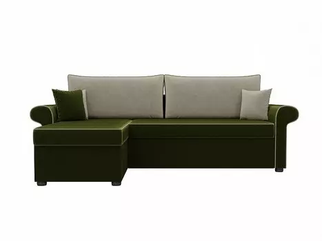 Диван угловой Милфорд левый Микровельвет Зеленый Бежевый