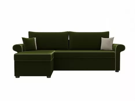 Диван угловой Милфорд левый Микровельвет Зеленый