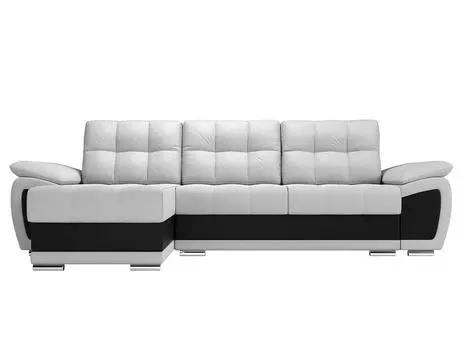 Диван угловой Нэстор левый Экокожа Белый Черный
