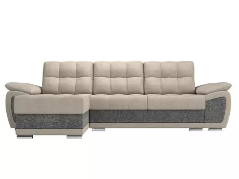 Угловой диван левый Нэстор Рогожка Бежевый/Серый