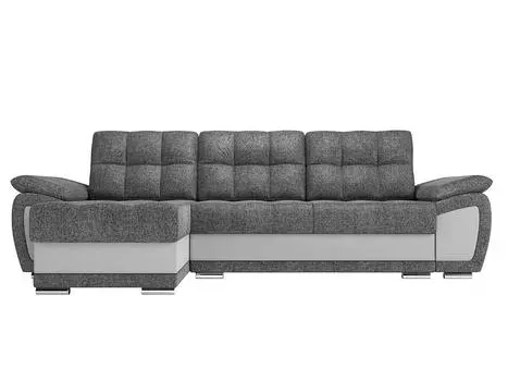 Угловой диван левый Нэстор Рогожка Серый/Белый