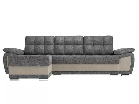 Угловой диван левый Нэстор Рогожка Серый/Бежевый