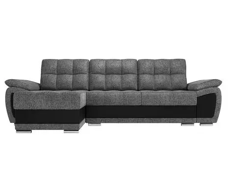 Угловой диван левый Нэстор Рогожка Серый/Черный