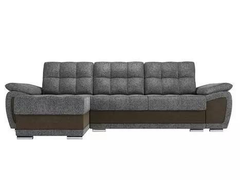 Угловой диван левый Нэстор Рогожка Серый/Коричневый