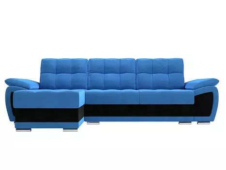 Диван угловой Нэстор левый Велюр Голубой Черный