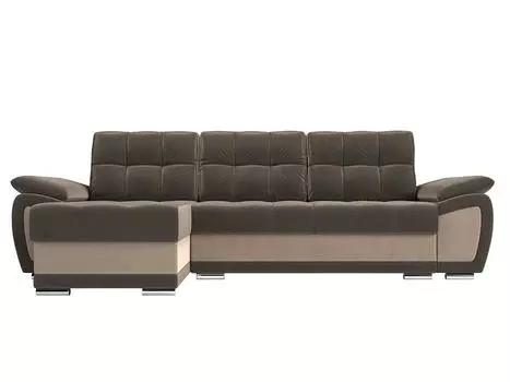 Диван угловой Нэстор левый Велюр Коричневый Бежевый