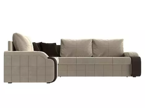 Диван угловой Николь левый Микровельвет Бежевый