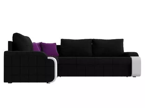 Диван угловой Николь левый Микровельвет Чёрный