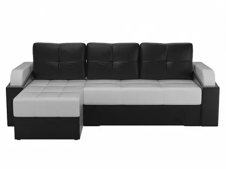 Угловой диван левый Панда Экокожа Белый/Черный