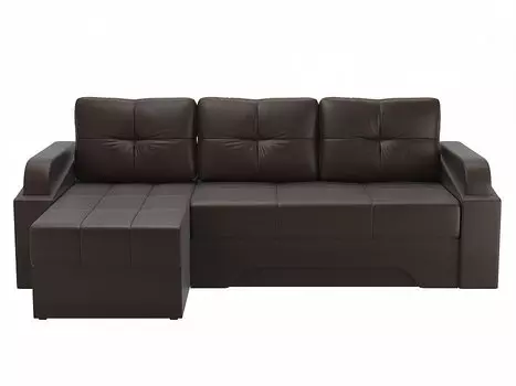 Угловой диван левый Панда Экокожа Коричневый