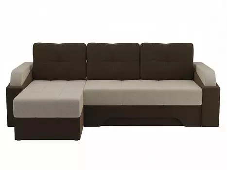 Угловой диван левый Панда Микровельвет Бежевый/Коричневый