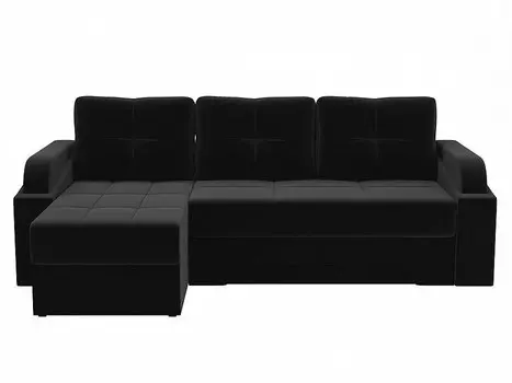 Угловой диван левый Панда Микровельвет Черный