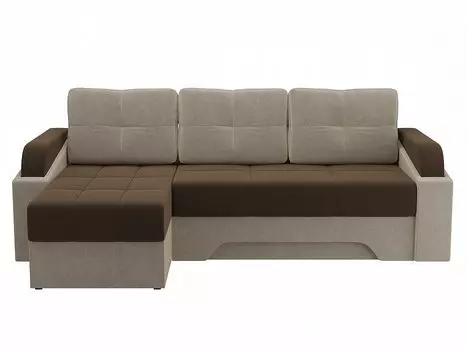 Угловой диван левый Панда Микровельвет Коричневый/Бежевый