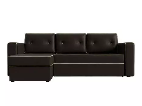 Угловой диван Принстон левый Экокожа Коричневый