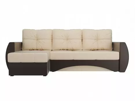 Диван угловой Сатурн левый Экокожа Бежевый Коричневый