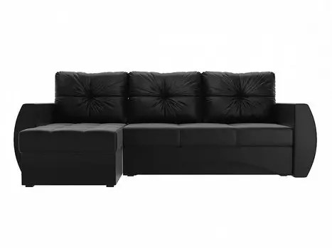 Диван угловой Сатурн левый Экокожа Черный