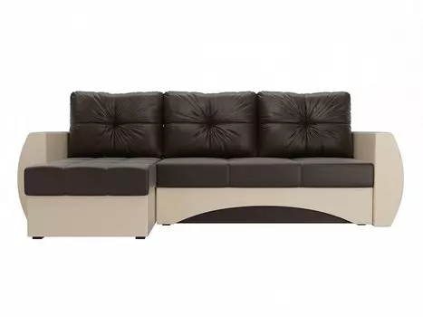 Диван угловой Сатурн левый Экокожа Коричневый Бежевый