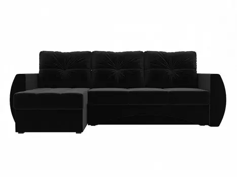 Диван угловой Сатурн левый Микровельвет Черный