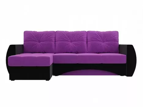 Диван угловой Сатурн левый Микровельвет Фиолетовый Черный