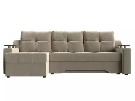 Диван угловой Сенатор левый Микровельвет Бежевый