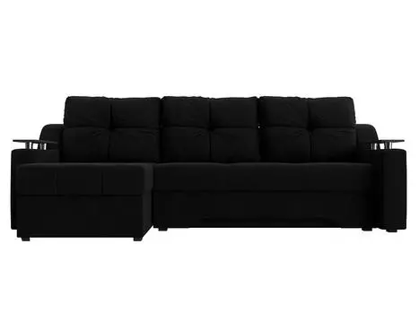 Диван угловой Сенатор левый Микровельвет Черный