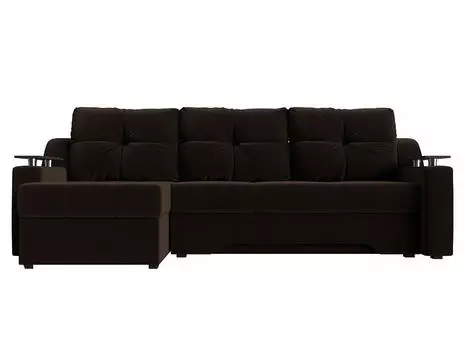 Диван угловой Сенатор левый Микровельвет Коричневый
