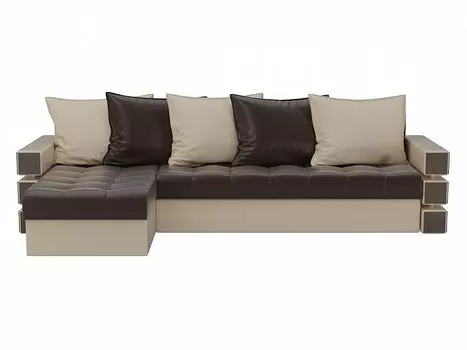Диван угловой Венеция левый Экокожа Коричневый Бежевый