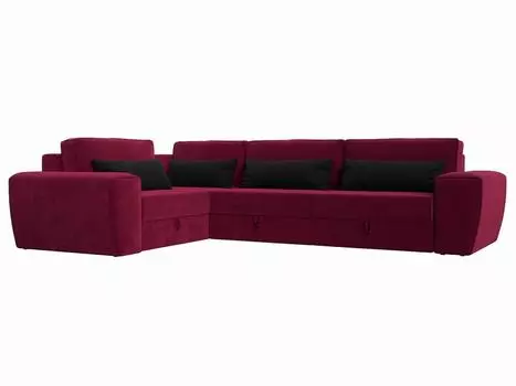 Угловой диван Лига-008 Long левый Микровельвет Бордовый/Черный
