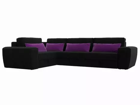 Угловой диван Лига-008 Long левый Микровельвет Черный/Фиолетовый
