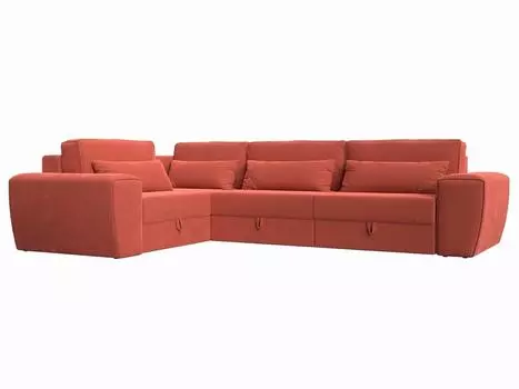 Угловой диван Лига-008 Long левый Микровельвет Коралловый