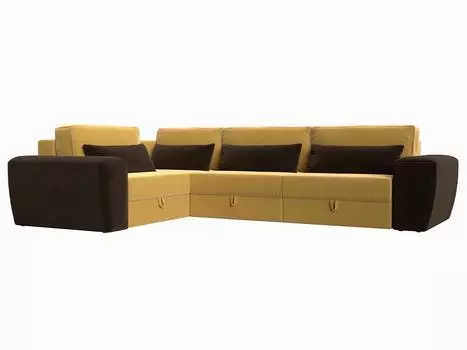 Угловой диван Лига-008 Long левый Микровельвет Желтый/Коричневый