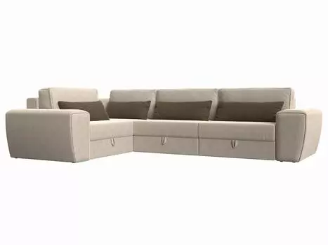 Угловой диван Лига-008 Long левый Рогожка Бежевый/Коричневый