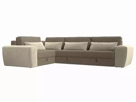 Угловой диван Лига-008 Long левый Рогожка/Микровельвет Корфу 03/Бежевый